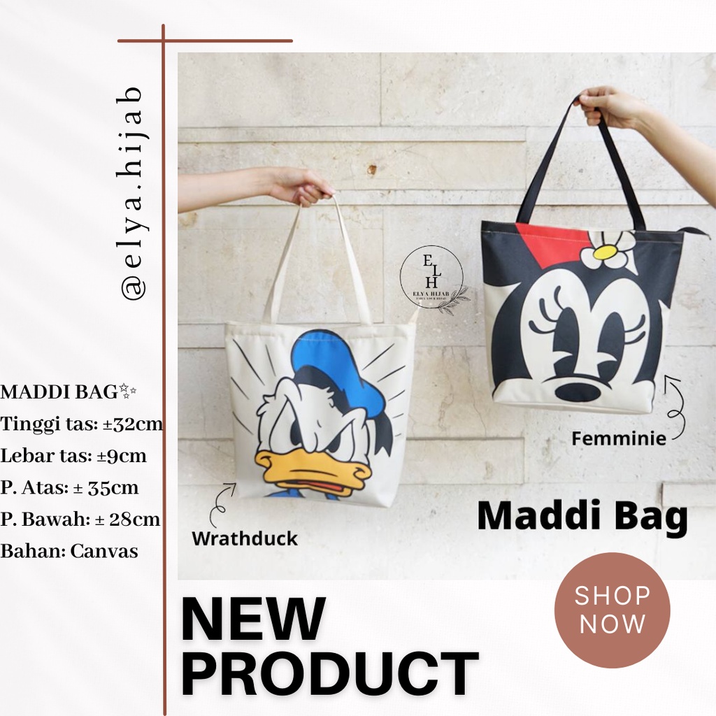 Maddi Tote Bag / Tas Canvas Big / Tote Bag Canvas / Tas  Bahu Wanita