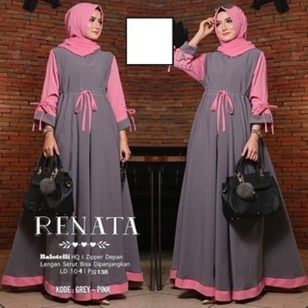 Renata dress muslim/Fashion Muslim/Dress Muslim Tanpa Hijab/Busui/Bisa Cod-2