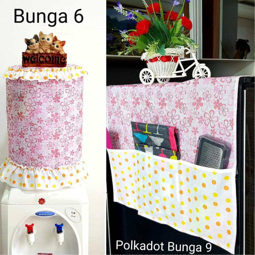 1 SET TAPLAK KULKAS SARUNG GALON / 1 SET  KULKAS DAN  GALON MOTIF BUNGA MIX / MIX77 6W0