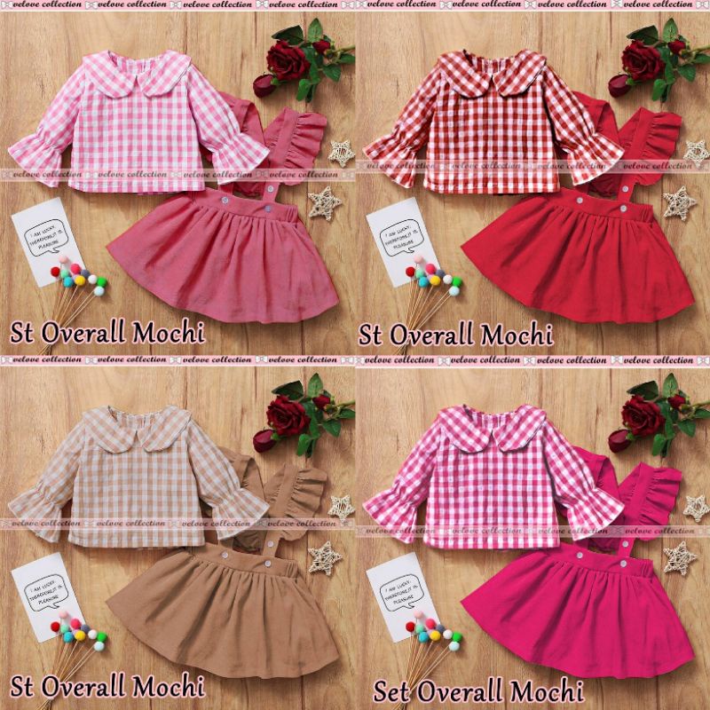 (READY set overall) dress anak perempuan set overall mochi katun 01/pakaian anak set overall kid kat