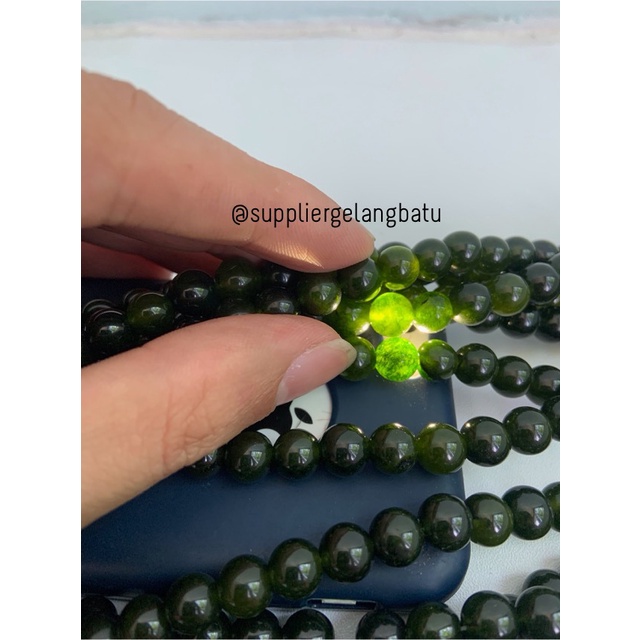 batu black jade aceh serat 8mm renceng kalung gelang akik jade giok