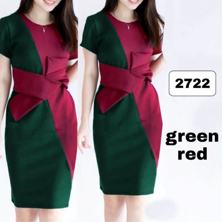 FWG - DRESS TWOTONE SCUBA / DRESS / BAJU DRESS WANITA / GAUN PESTA / DRESS KOREA / BAJU