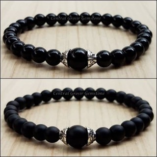 Gelang Couple Batu Howlite Black Onyx Doff Original Batu