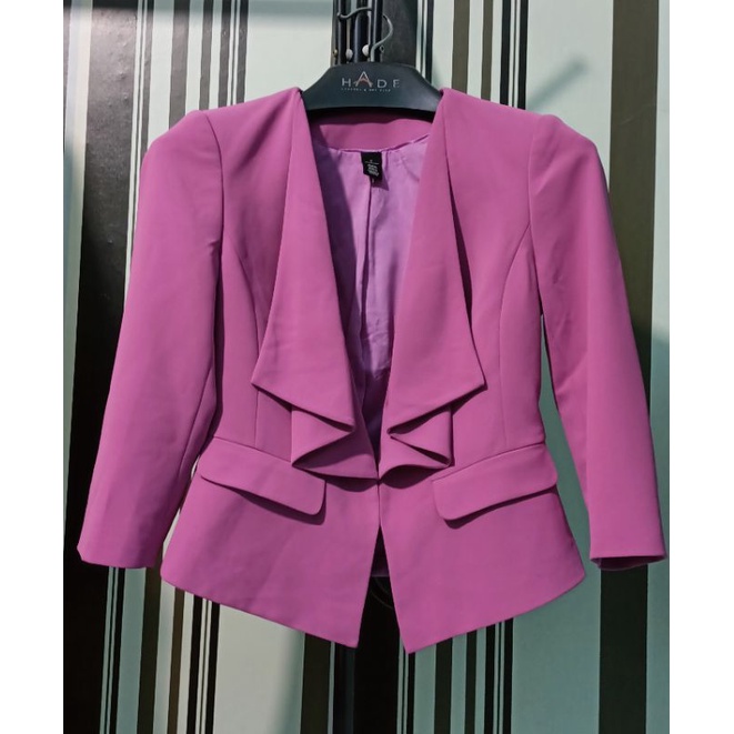 Blazer Wanita RL 875 WHBM Assmetris Front Drape Soft Purple Original Branded