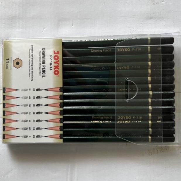 

[PRODUK SDM7M] Joyko Drawing Sketch Pencil / Pensil gambar sketsa set ( ketebalan komplit ) P-118-14 P 118 isi 14 pcs PZM