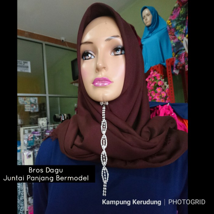 Bros Dagu Juntai Panjang Mewah Bermodel Aksesoris Jilbab Hijab Pasmina