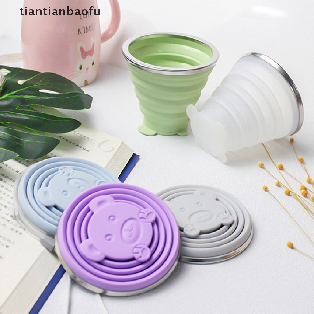 [tiantianbaofu] Folding Cup Foldable Collapsible Telescopic Silicone Water Bottle Teacups Boutique