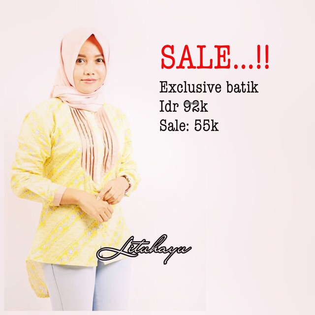 Modern batik kerja batik formal casual batik hijab soft yellow