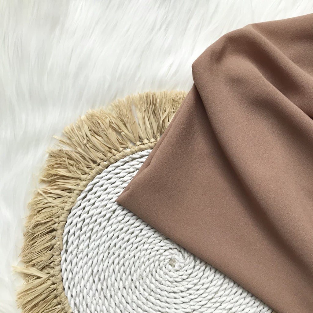 TERMURAH ! 180cmx75cm Pashmina diamond italiano  panjang termurah pashmina basic non instan-Pashmina Mocca