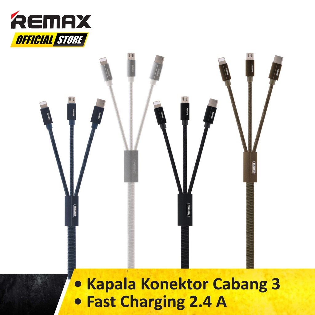 Remax Kerolla Cable 3 in 1 Micro USB + iPhone + Type C - 1M RC-094th