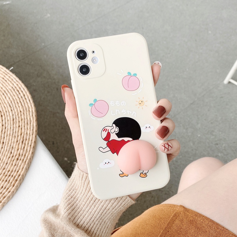 OPPO A95 A16 A94 A74 A54 A1k A15 A15s A7 A5s A12 F7 Reno 5F 4F 4 Cartoon Anime Crayon Shin-Chan Funny Casing Soft Squishy Pinch Peach-6