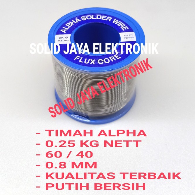 TIMAH ALPHA ALPA TENOL TINOL KAWAT PATRI FLUX CORED SOLDER WIRE 0.8MM 60/40 250 GRAM KUALITAS BERSIH