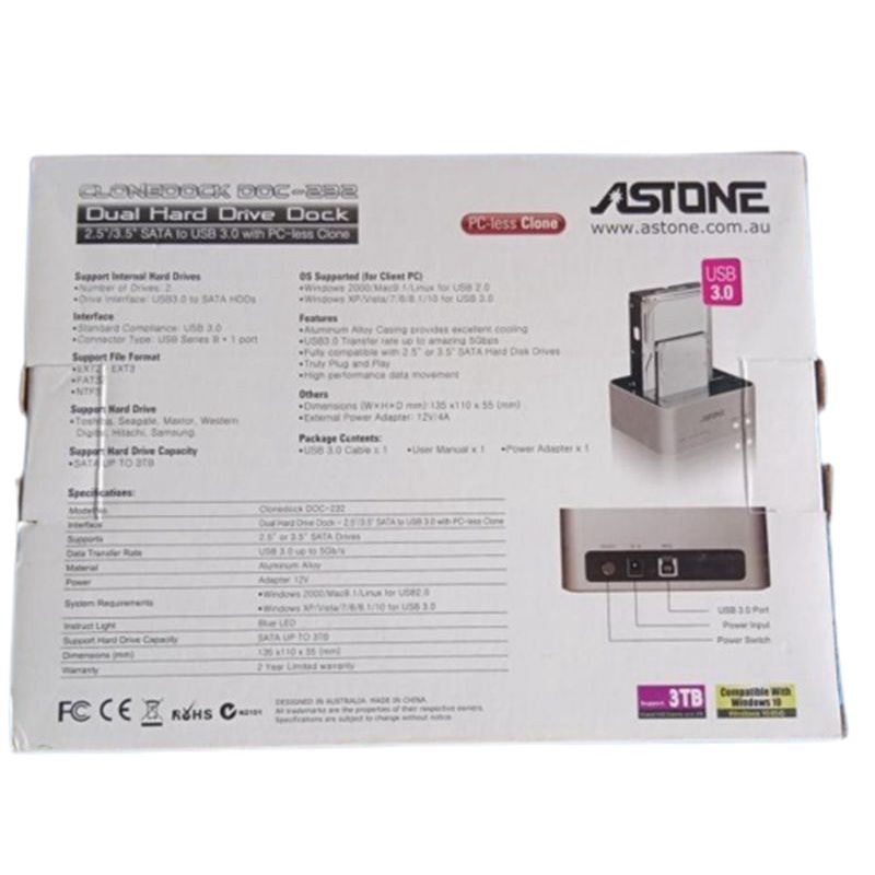 Harddisk Docking Station Astone Clone DOC-232 (2.5/3.5 SATA to USB 3.0)