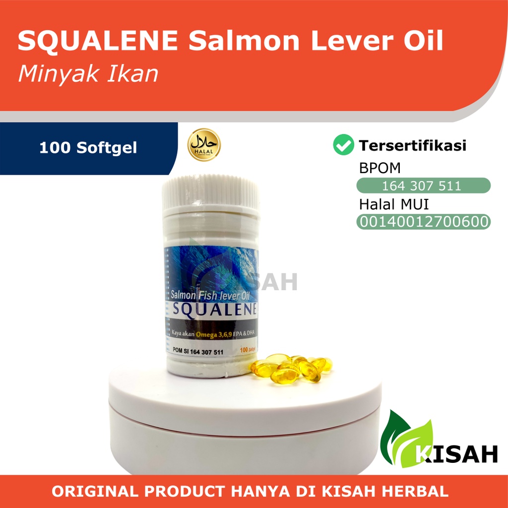 SQUALENE Salmon Fish Lever Oil 100 Softgel - Minyak Hati Ikan Salmon Omega 3 6 9