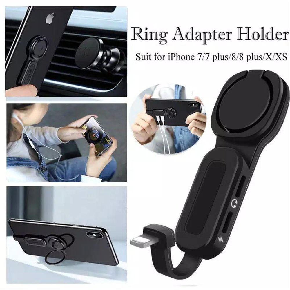 Dual Lightning Ring Holder Adapter audio charger adapter