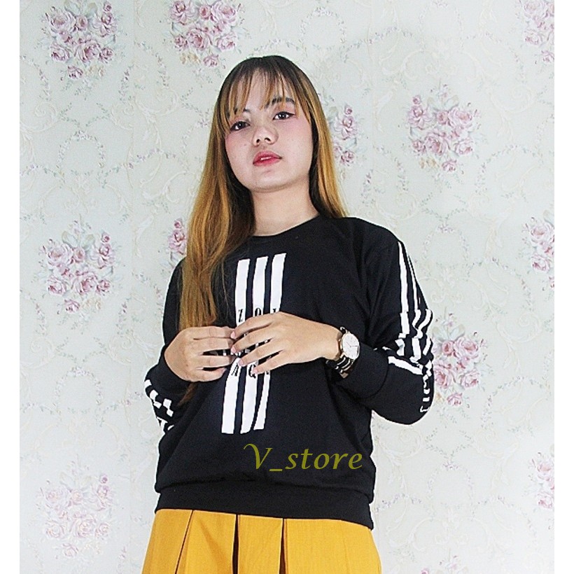 Kaos Zolaqu Hitam Atasan Wanita Kaos Lengan Panjang Modis Bahan Combed Premium