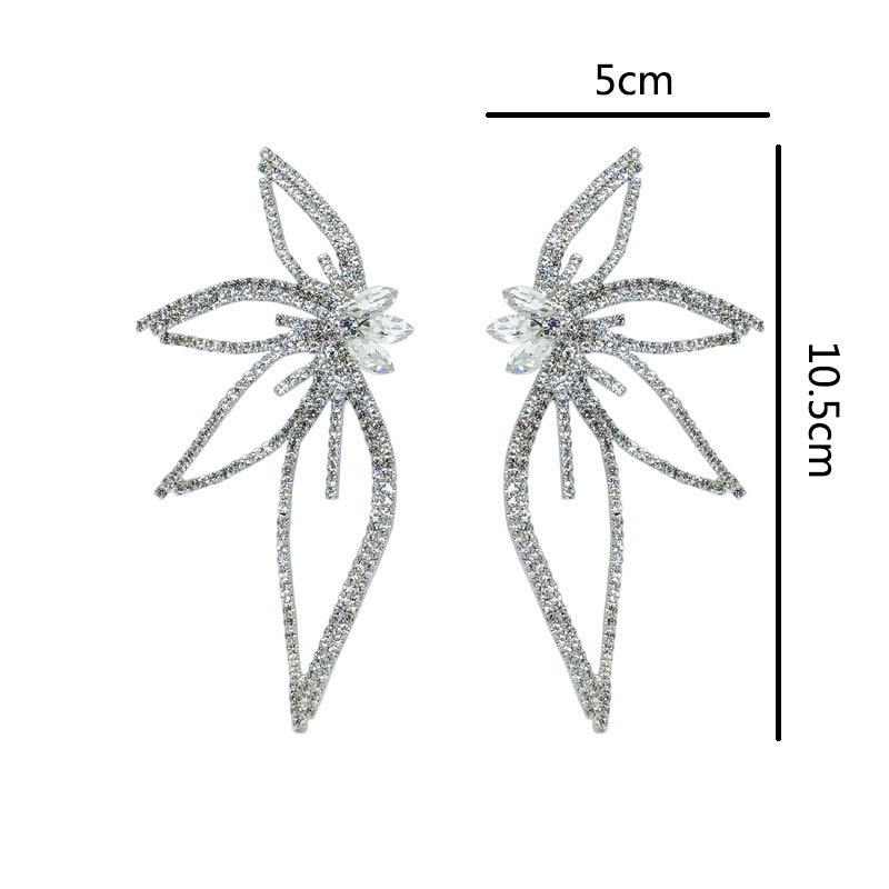 Anting Tusuk Gantung Wanita Desain Bunga Geometri Hias Kristal / Berlian Imitasi Bling Untuk Pernikahan