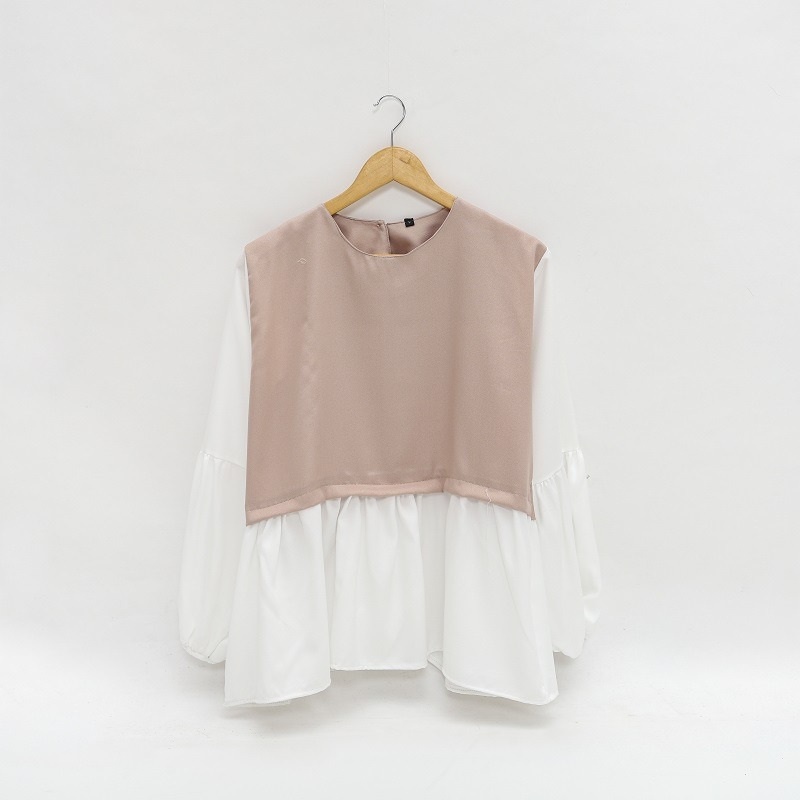 Keyla Blouse - Blouse Big Size - Ukuran S M L XL 2XL 3XL 5L Atasan Jumbo - Blouse Jumbo-Cream