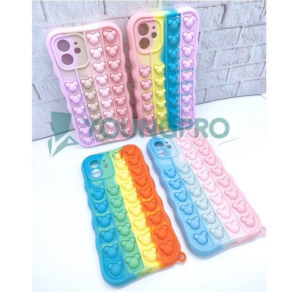 Silicone Case Pop It IPhone 11 - Case Penghilang Stress Rainbow