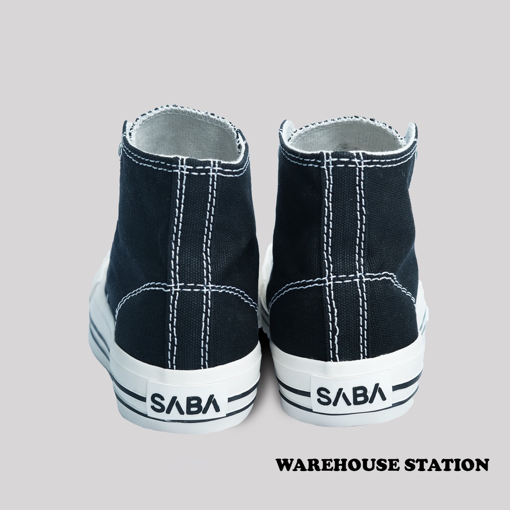 SABA Vintage KIDS High Black White - Sepatu Sneakers Anak