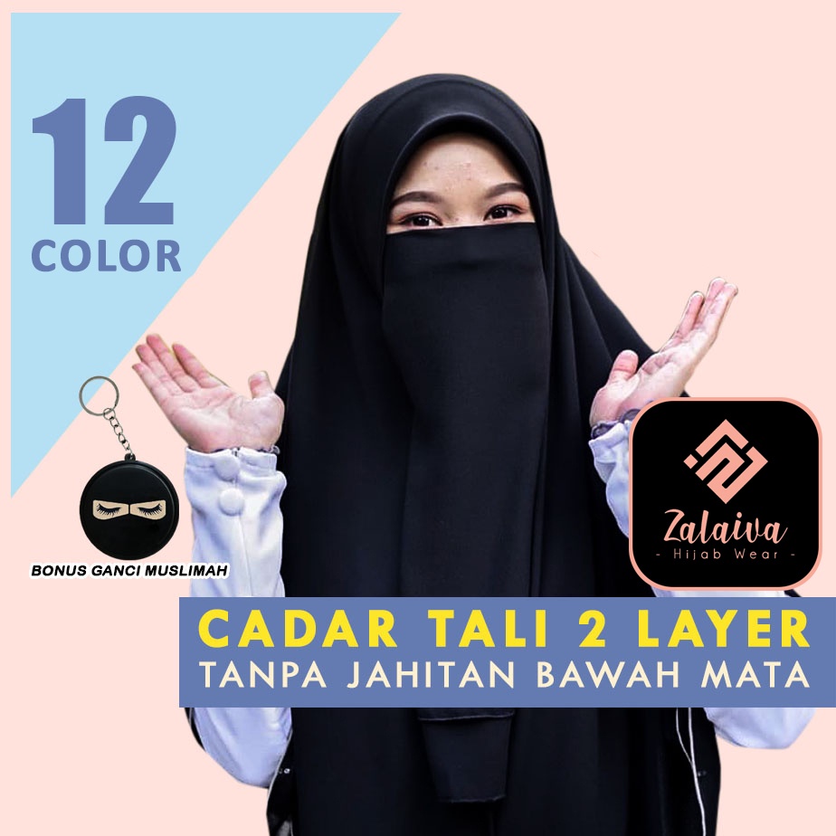 Cadar Tali 2 Layer Niqab Tanpa Jahitan Bawah Mata