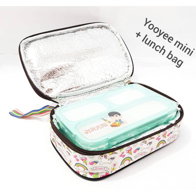 Toko Grosir Yooyee Mini Sekat 3  Lunch Box Yooyee Sekat 3 Yooyee 606 + 5 Sponge Spon roD6alInpZyoK