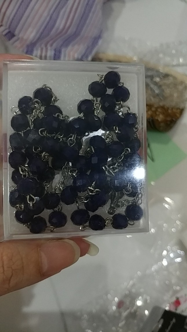 Rosario Nama Kristal Biru Tua Doff Salib Benediktus