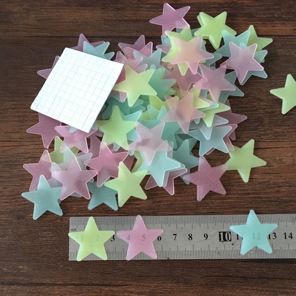 100pcs Stiker Bintang Glow in the Dark Star Wall Sticker