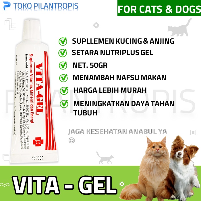 VITAGEL 50GR VITA GEL VITAMIN KUCING NAFSU MAKAN SUPLEMEN PERAWATAN BULU KUCING MURAH BERKUALITAS