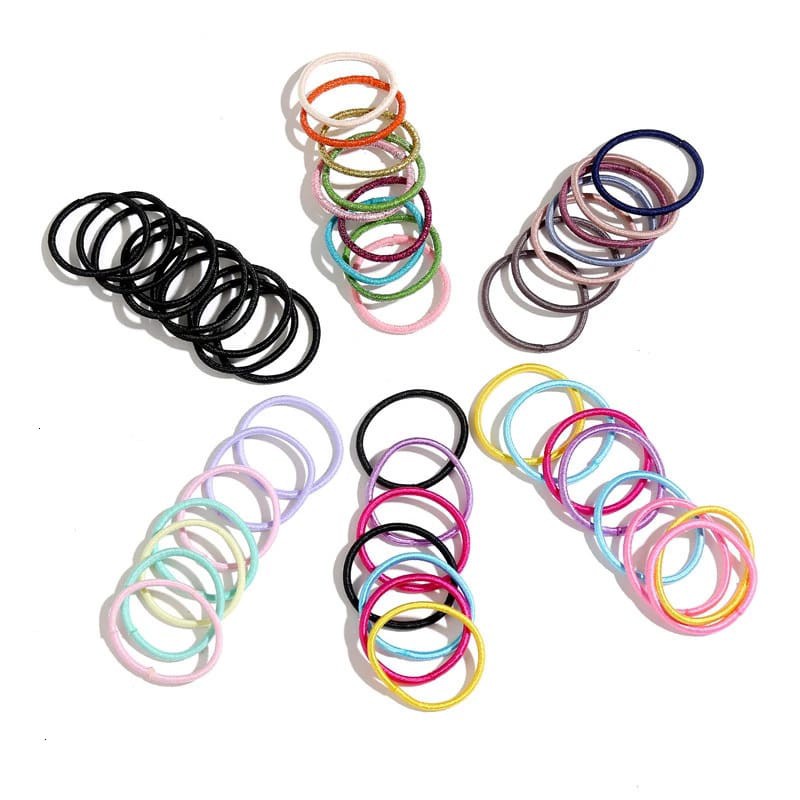 （ 27AN.ID ) COD Korea Ikat Rambut H160 28/100/1000Pcs Bag Elastis Wrn Polos Gaya Korea untuk Wanita-8