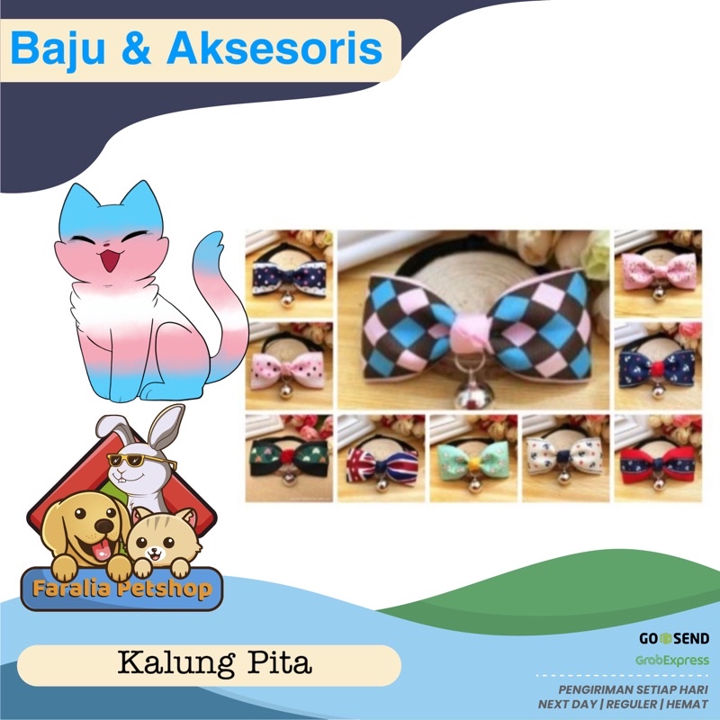 Kalung Pita Dasi Kupu-kupu Kucing Anjing Lonceng Dog Cat Pet Collar Motif Lucu