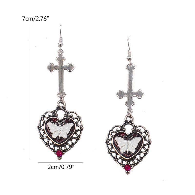 SIY  Gothic Cross Earrings Butterfly Earrings Exquisite Silver Earrings Charm Earrings Body Jewelry Suitable for Ladies Girls