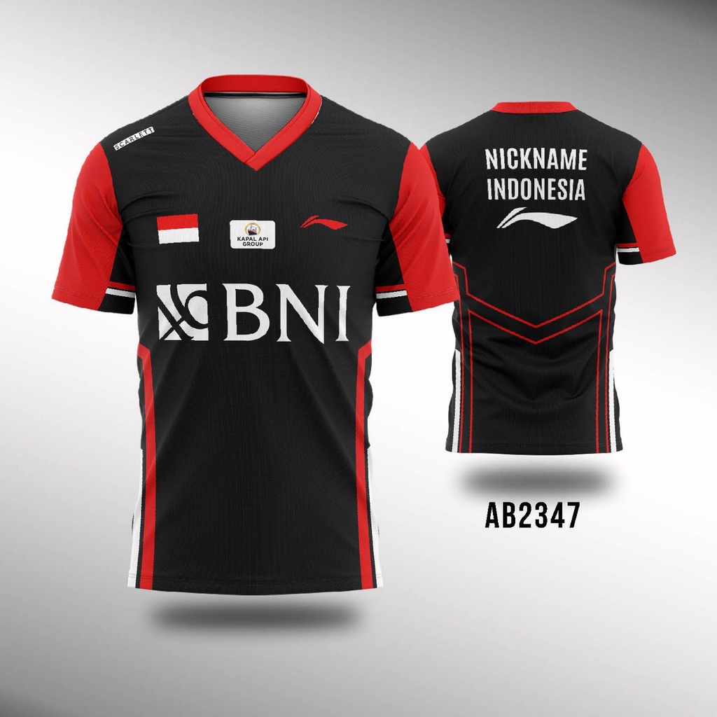 Jersey Badminton Thomas & Uber Cup 2022  Indonesia Lining hitam - putih - merah