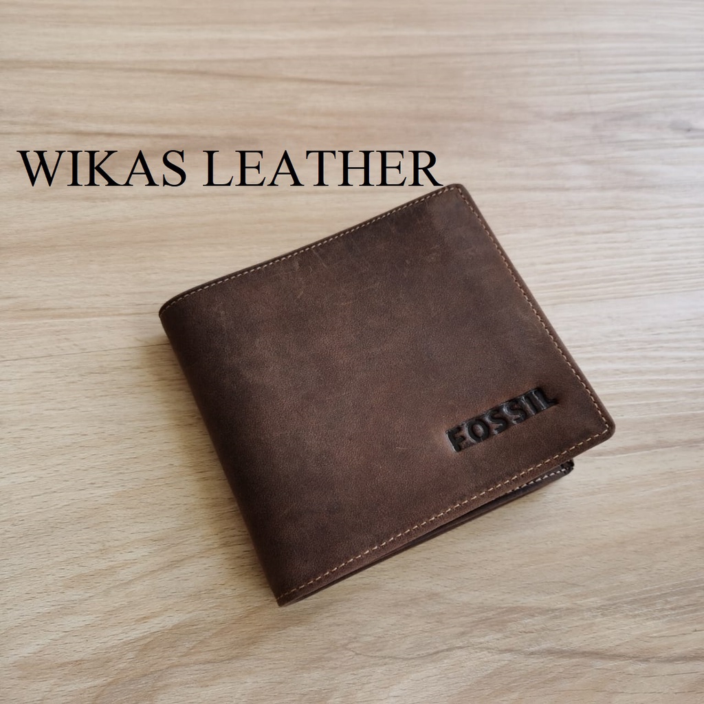 Dompet Pria Kulit Asli Model Tidur WKS-13 Tekstur Kulit Crazy Horse-8