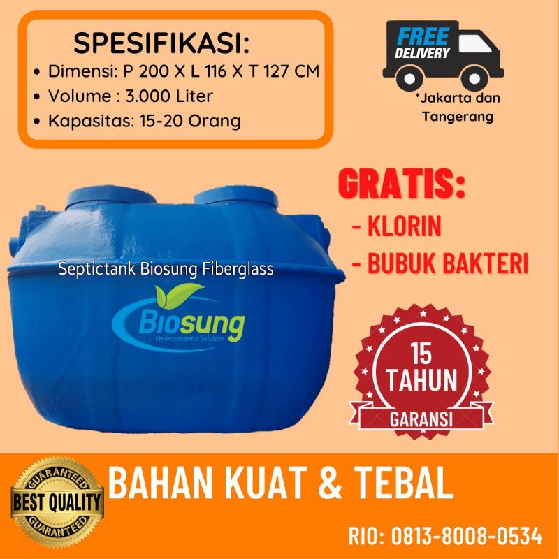 Septic Tank Biotech 3000 Liter - Biofil - Fiberglass - Biosung - Biofilter - Biotank