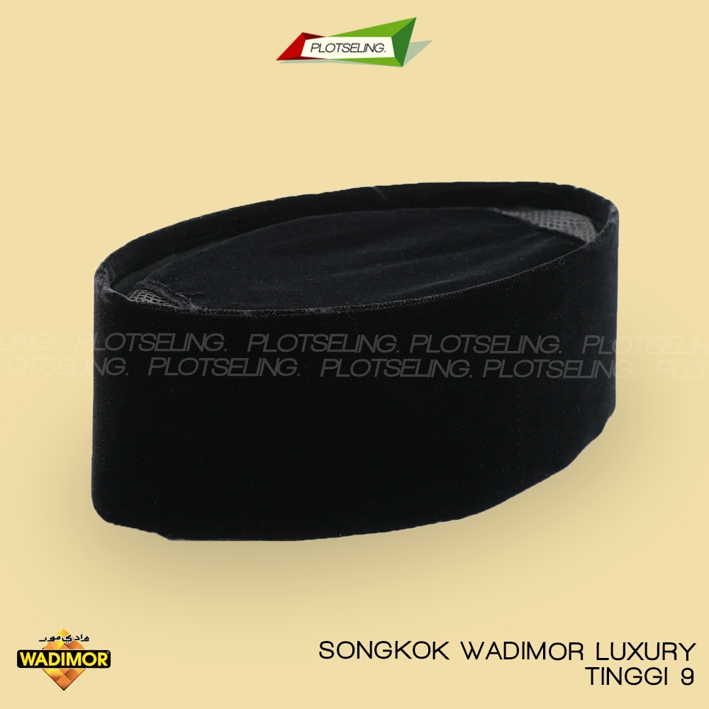 Songkok Premium WADIMOR LUXURY Tinggi 9 ORIGINAL Peci Solat Hitam Mewah Pria Dewasa Kopiah Sholat Anak Laki Santri Pesantren Polos Kopyah Haji Beludru Pendek Motif Warna Putih Full Bludru Bordir Batik NU Kopeah Susun Bulat Shalat Nasional Ori Ukuran Jumbo