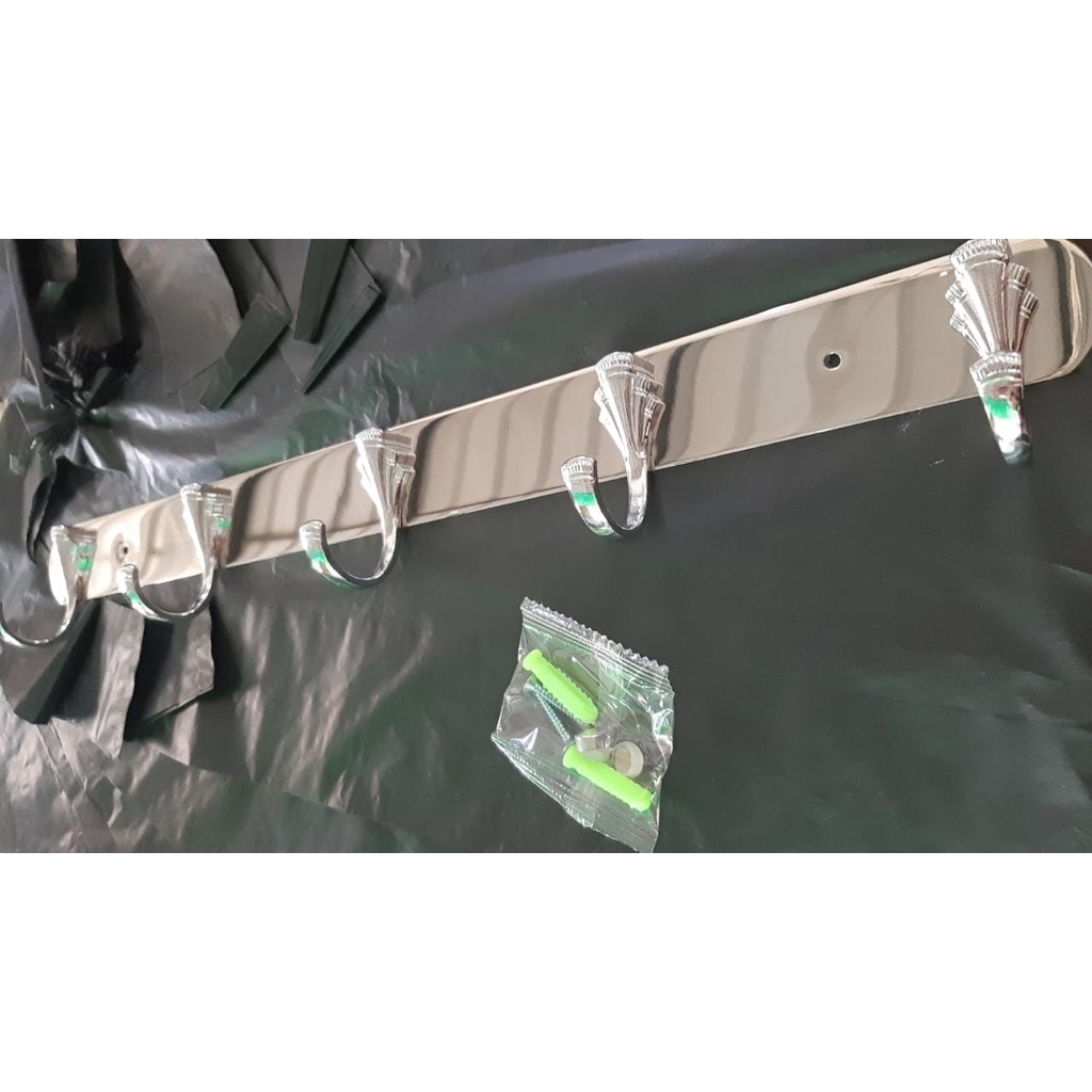 Gantungan Baju 5 Baris Stainless Steel HK - 175/KAPSTOK KEPSTOK/CANTOLAN BAJU HANDUK DINDING