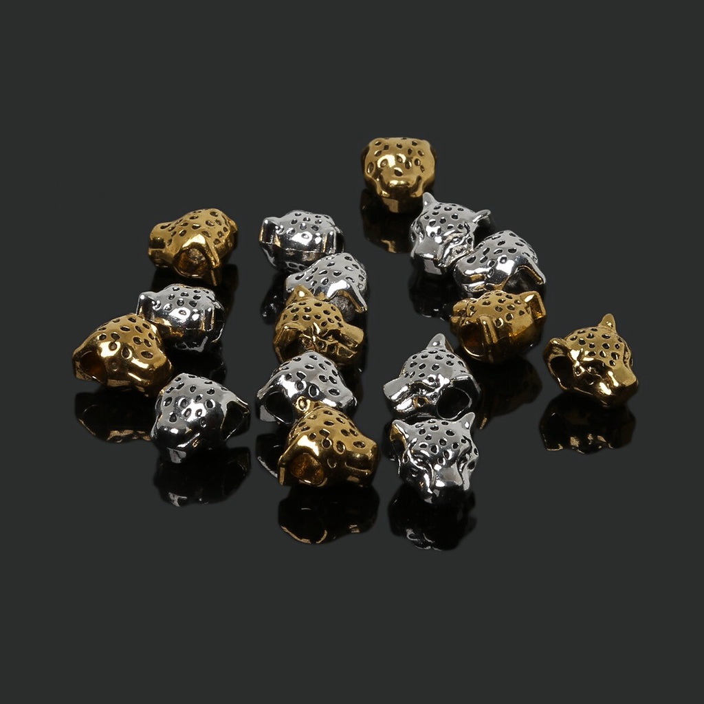 10 pcs 12x12mm Leopard Head Metal Beads Longgar Beads Untuk DIY Perhiasan Membuat Temuan Kalung Gelang Anting