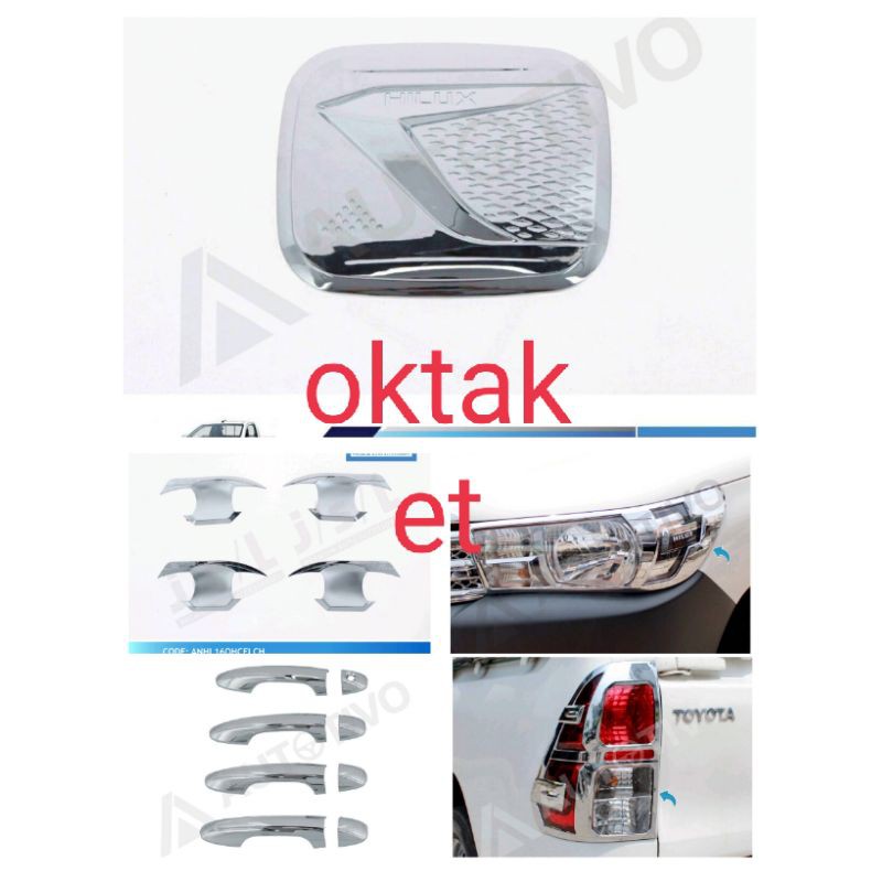 paket lengkap all new Hilux hitam chrome jsl garnish outer handle tank