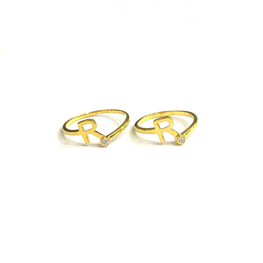 Cincin Silang Huruf R Cincin Emas Asli Kadar 700