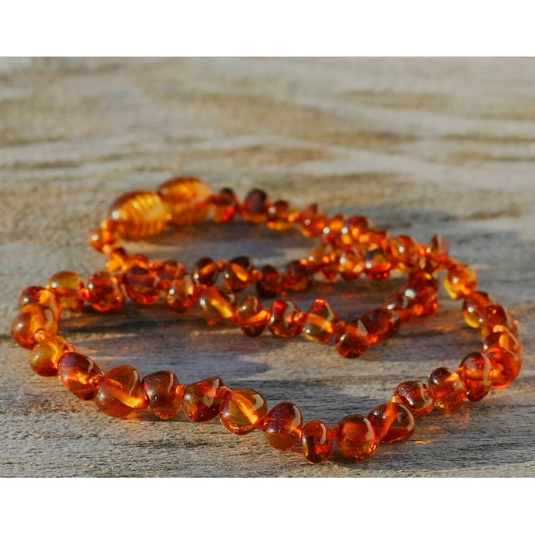 BABY Teething NECKLACE Genuine BALTIC AMBER Cognac JB001