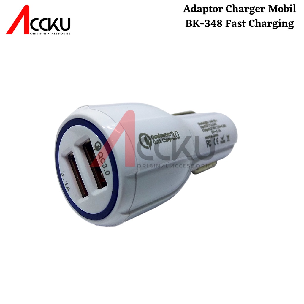 Adaptor Charger Mobil 5v 3.6a Quick Charge Dengan Dua Port Usb BK-348 Charger Mobil