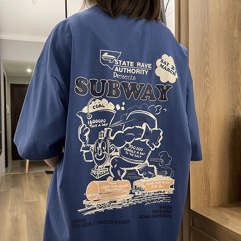 Baju Atasan Wanita Oversize Biru / Kaos Atasan Wanita Korean Style Import Premium /Kaos Cewe Kasual Fashion