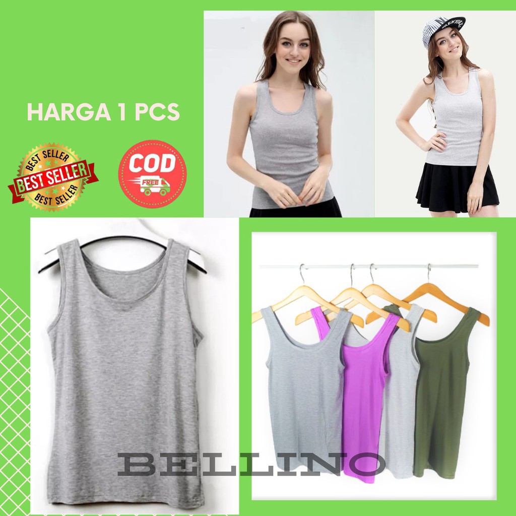 Tanktop Tali Kecil Singlet Dalaman Wanita Murah Allsize Bahan Kaos Adem Emily / Tangtop Tank top Tentop Tengtop