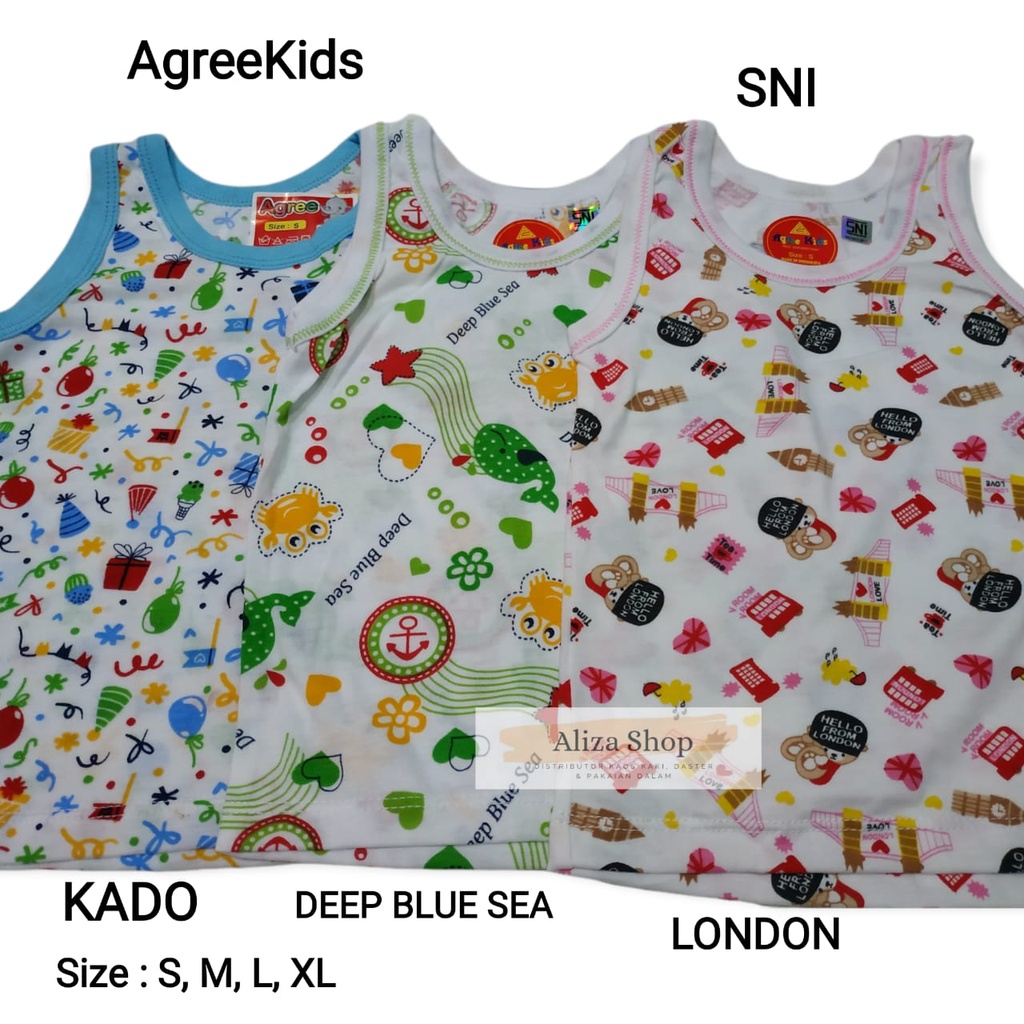 Singlet Anak Motif Bahan Katun SNI Merk Agree Kids  0 - 2th Kaos Dalam Adem