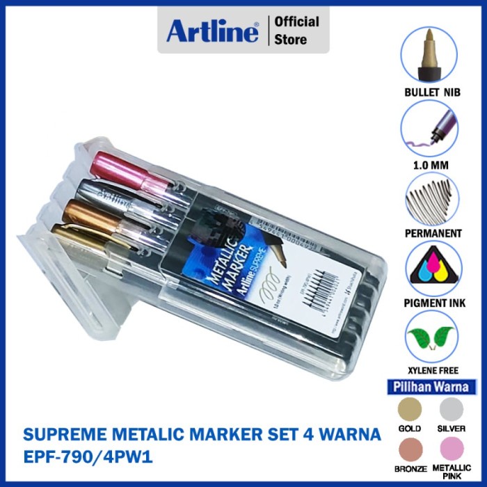 

Gaya Spidol Artline Permanent Supreme Metalic Marker Set Epf-790/4Pw1 Hot Sale