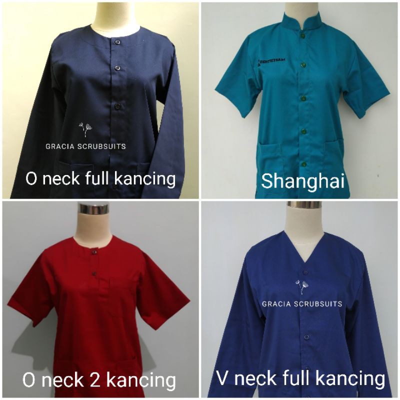 GRACIA SCRUBSUITS - ETALASE KANCING ATASAN SAJA Baju scrub /baju oka / baju dokter / baju jaga MURAH