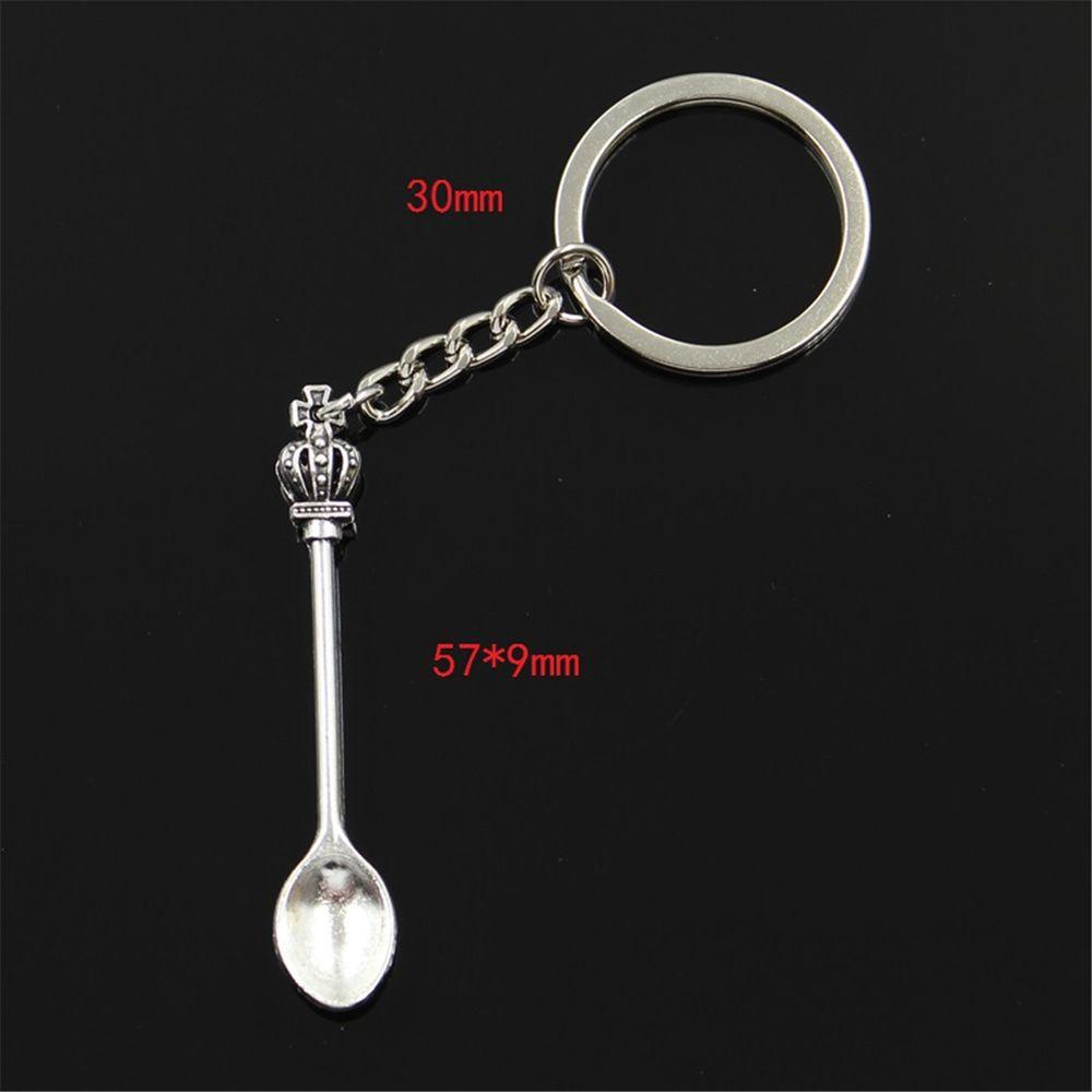 Mxbeauty Sendok Gantungan Kunci Sendok Dapur Mahkota Fashion Liontin Warna Perak Perhiasan Hadiah Handmade Craft Metal Key Chain