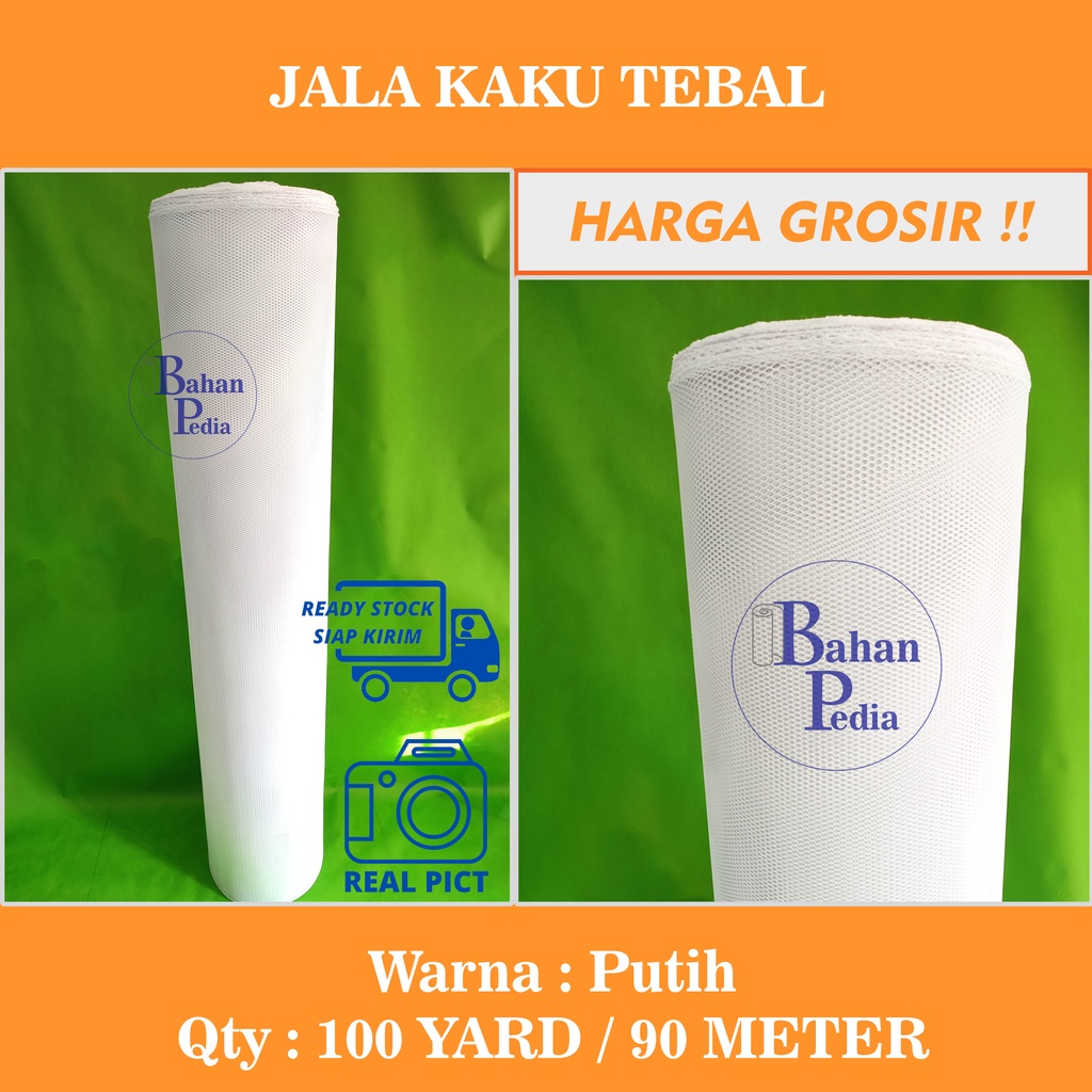 [Roll 90meter ] Bahan Jala Tebal Premium Kaku Kain Jaring Grosir Putih