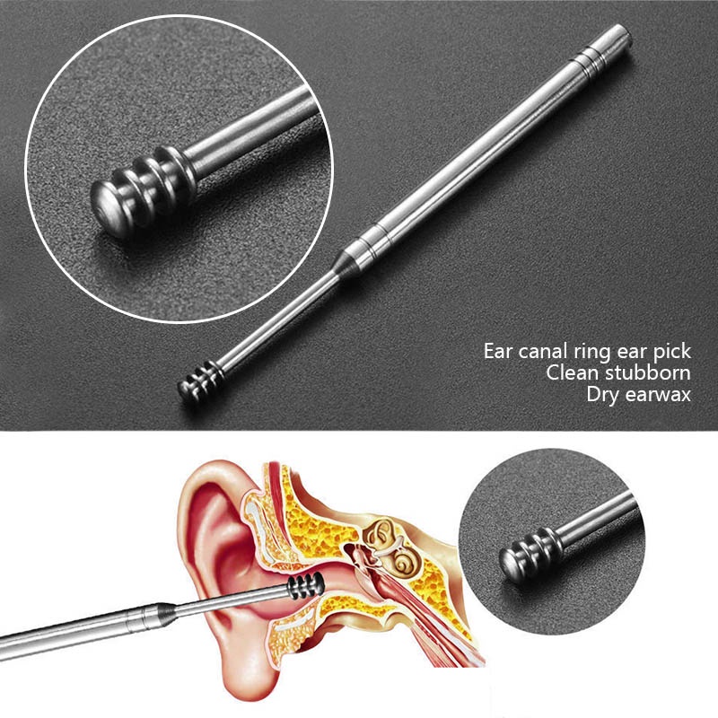 6 Pcs/set Alat Pembersih Penghilang Kotoran Telinga/Penjemputan Kotoran Telinga Stainless Steel Lilin Telinga Sendok Telinga Set     Ear pick set